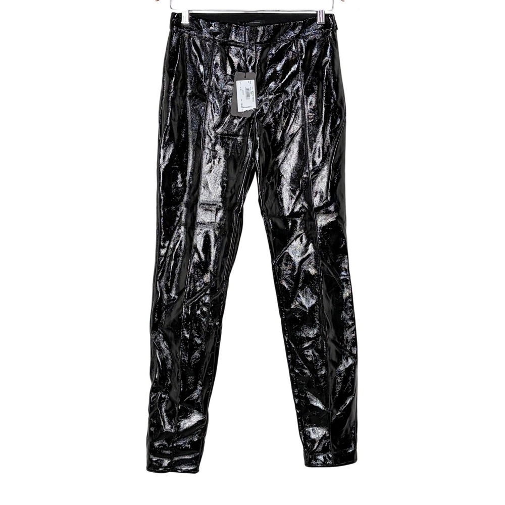 Armani Exchange Black Patent Leather Look Leggings Pants‎ Womens Size 4
